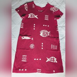 NWOT.....Girls M.MAC  Fuchsia Rose Rock Fish Cotton Dress  Size L (10-12)